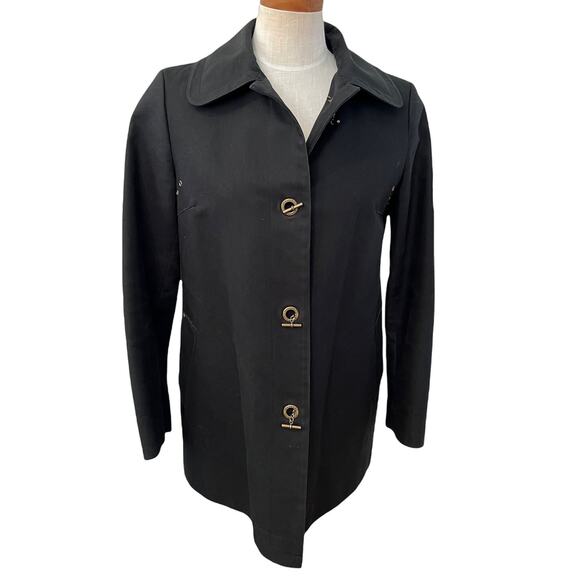 Burberry Sophisticated Mid Length Swing Toggle Clasp Trench Coat Black 8 - Picture 1 of 13